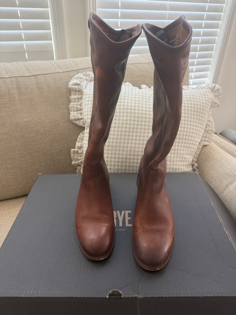 Frye Chestnut Brown Tall Leather Boots